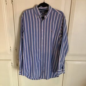 Vintage Ralph Lauren Flesh Pony Shirt Mens 16-33 Button Down Striped